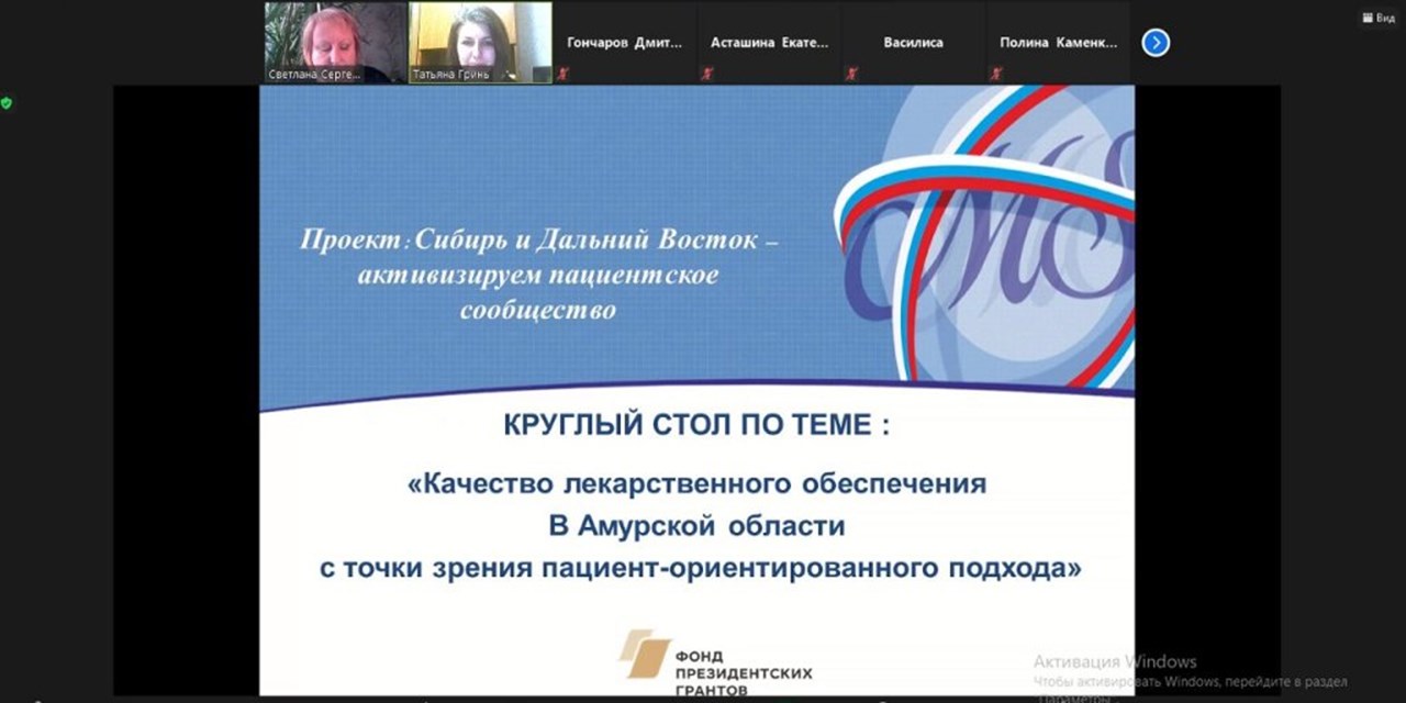 26.11.2020 Круглый стол по теме «Качество лекарственного обеспечения в Амурской области с точки зрения пациент-ориентированного подхода»